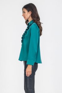 Ruffed bib shirt green