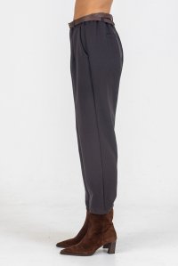 Cigarette pants with belt dark brown