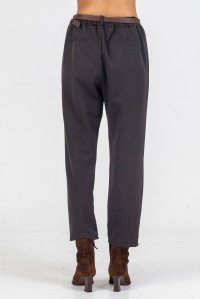 Cigarette pants with belt dark brown