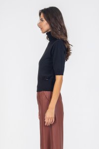 Viscose-blend short sleeved sweater black