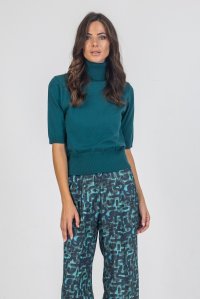 Viscose-blend short sleeved sweater green