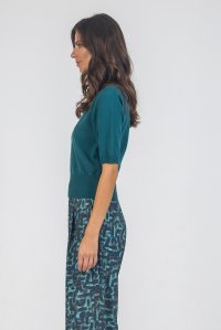 Viscose-blend short sleeved sweater green