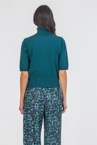 Viscose-blend short sleeved sweater green