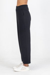 Cotton track pants with knitted details black