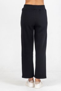 Cotton track pants with knitted details black