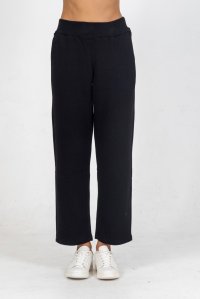 Cotton track pants with knitted details black