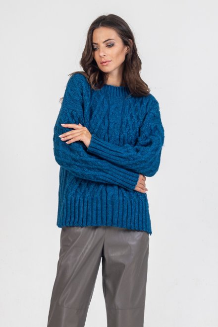 Chunky knit sweater petrol