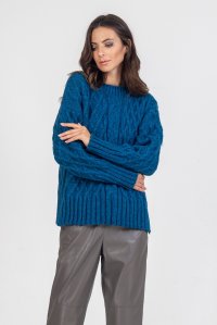 Chunky knit sweater petrol