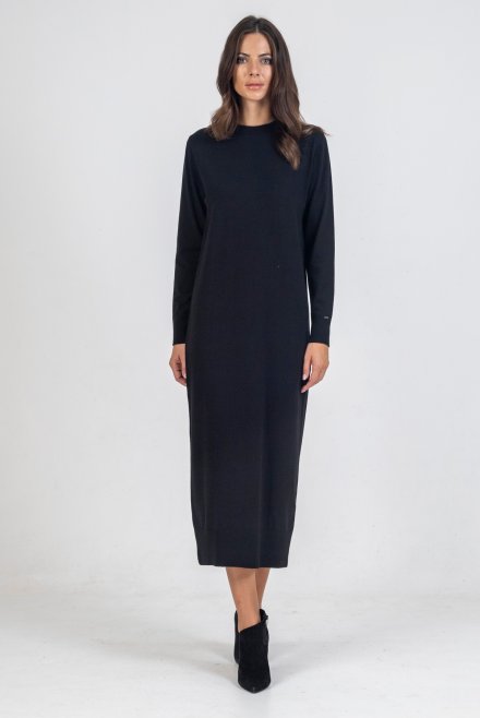 Viscose blend midi dress black