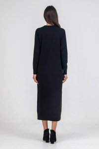 Viscose blend midi dress black