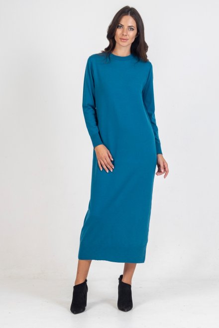 Viscose blend midi dress petrol