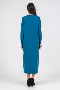 Viscose blend midi dress petrol