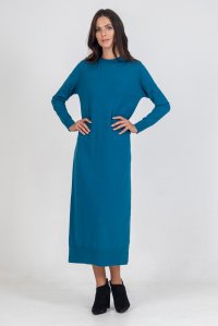 Viscose blend midi dress petrol