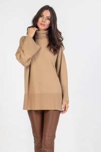 Casmir blend mock-neck sweater camel