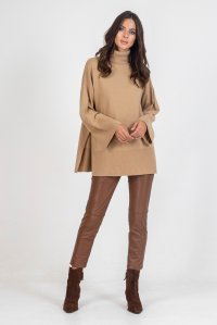 Casmir blend mock-neck sweater camel