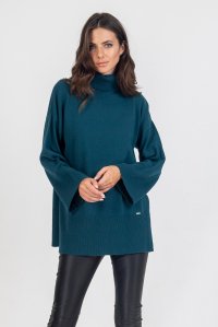 Casmir blend mock-neck sweater petrol