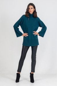 Casmir blend mock-neck sweater petrol