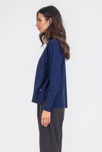 Viscose blend turtleneck sweater navy