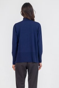 Viscose blend turtleneck sweater navy