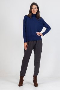 Viscose blend turtleneck sweater navy