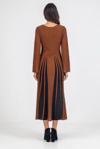 Lurex two-tone midi dress amber brown-black