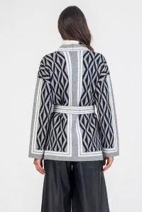 Jacquard cardigan medium grey-black-ivory