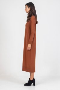 Viscose blend midi dress amber brown