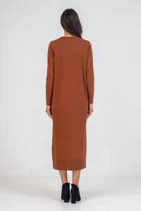 Viscose blend midi dress amber brown