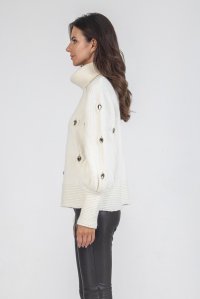 Embellished sweater with crystals ivory