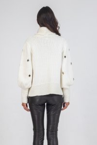 Embellished sweater with crystals ivory