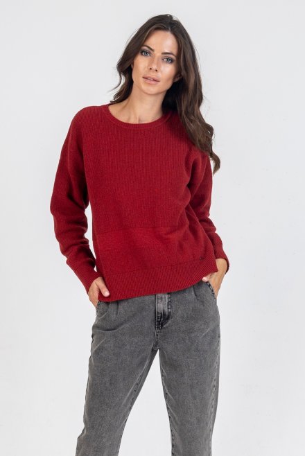 Wool ribbed sweater red