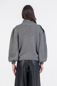 Mohair -blend sweater with handmade details medium grey-black