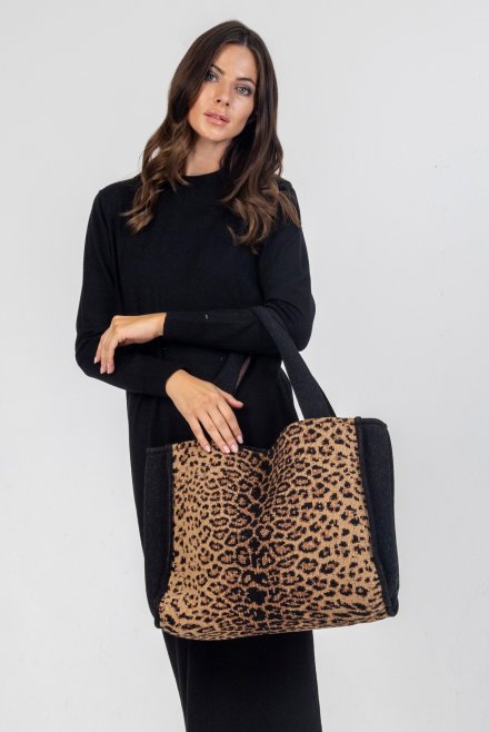 Leopard tote bag leopard camel