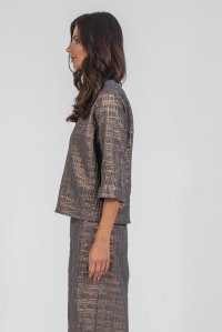 Brocade 3/4 sleeved blouse taupe-gold