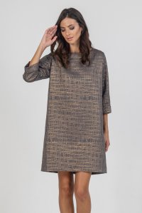 Brocade mini dress taupe-gold