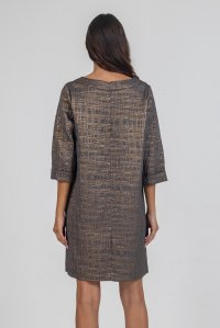 Brocade mini dress taupe-gold