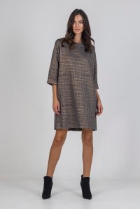 Brocade mini dress taupe-gold