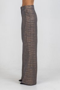 Brocade wide length pants taupe-gold