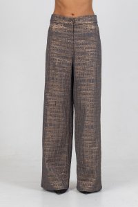 Brocade wide length pants taupe-gold