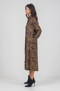 Viscose twill printed shirt dress camel