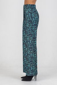 Viscose twill printed wide pants petrol