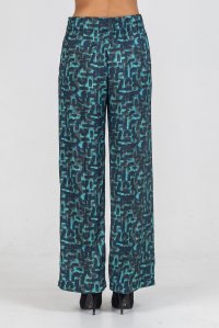 Viscose twill printed wide pants petrol