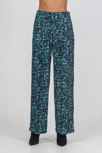 Viscose twill printed wide pants petrol