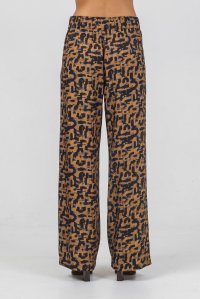 Viscose twill printed wide pants camel