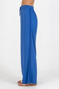 Crepe marocaine wide leg pants with knitted details atlantic blue