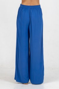 Crepe marocaine wide leg pants with knitted details atlantic blue