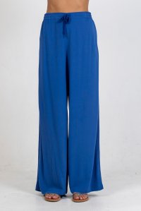 Crepe marocaine wide leg pants with knitted details atlantic blue