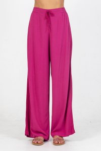 Crepe marocaine wide leg pants with knitted details orchid flower