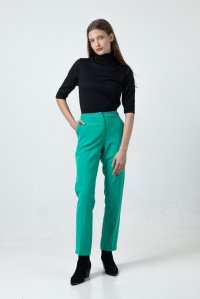 Crepe cut-out pants bright green