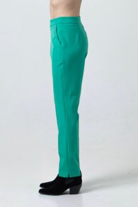 Crepe cut-out pants bright green